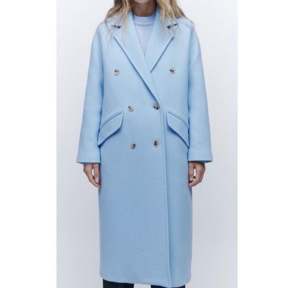 Zara Women's Sky Blue wool coat